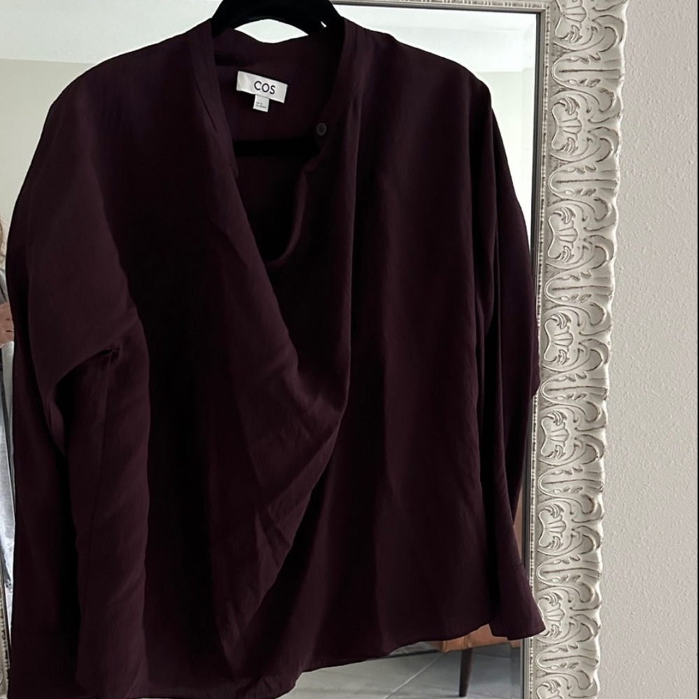 COS EUR 36 Deep Burgundy Draped Blouse